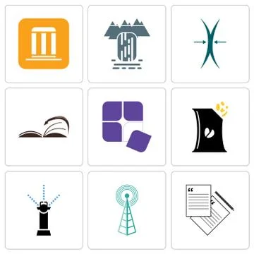 Set Of 9 simple editable icons such as request a quote, cell tower, sprinkler Free Stock Illustration