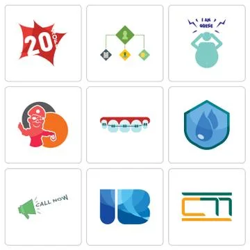 Set Of 9 simple editable icons such as, ib, call now Free Stock Illustration