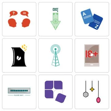 Set Of 9 simple editable icons such as christmas bulb, adaptability, bufferin Illustrazione stock gratuita