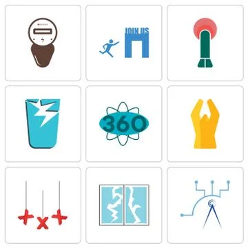 Set Of 9 simple editable icons such as telecom, broken glass, xxx Free Stock Illustration