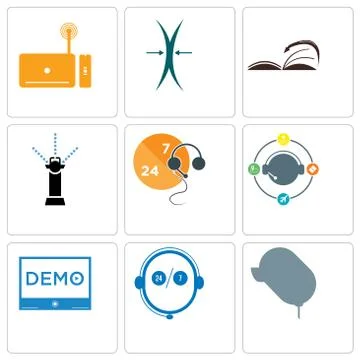 Set Of 9 simple editable icons such as car dealer, live support, demo Illustrazione stock gratuita