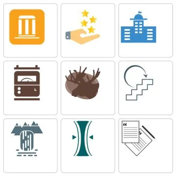 Set Of 9 simple editable icons such as request a quote, elastic, waterfall Free Stock Illustration