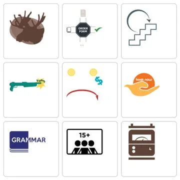 Set Of 9 simple editable icons such as electric meter, number of players, gra Free Stock Illustration