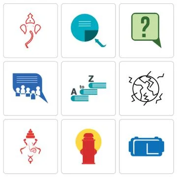 Set Of 9 simple editable icons such as vr headset, fire hydrant, ganesh Free Stock Illustration