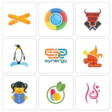 Set Of 9 simple editable icons such as pregnancy, homeopathy, doll Free Stock Illustration