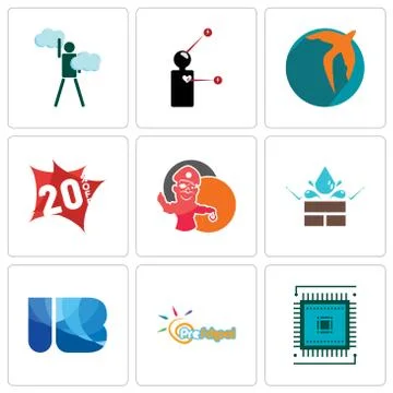 Set Of 9 simple editable icons such as sem, preschool, ib Free Stock Illustration