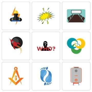 Set Of 9 simple editable icons such as boiler, podiatry, masonic Free Stock Illustration