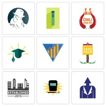 Set Of 9 simple editable icons such as personal development, welding, establi Free Stock Illustration