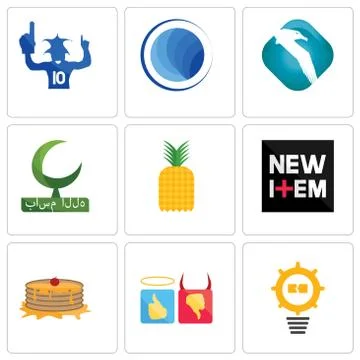 Set Of 9 simple editable icons such as problem management, good bad, pancake Free Stock Illustration