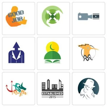 Set Of 9 simple editable icons such as free detective, established, myth Free Stock Illustration