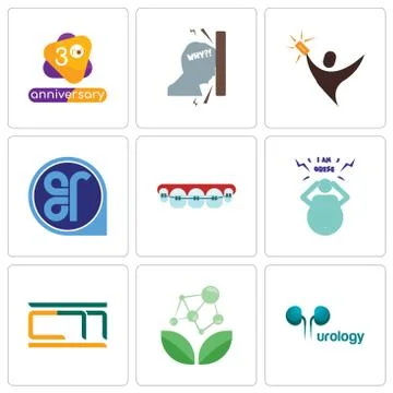 Set Of 9 simple editable icons such as urology, antioxidant, Free Stock Illustration