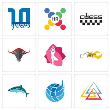 Set Of 9 simple editable icons such as three triangle, logistics company, Free Stock Illustration