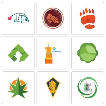 Set Of 9 simple editable icons such as uce reuse recycle, knight head, weed l Selección de ilustraciones gratis