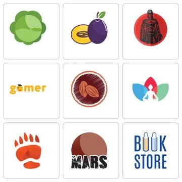Set Of 9 simple editable icons such as book store, mars, bear paw Free Stock Illustration
