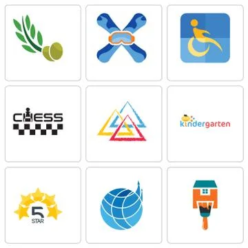 Set Of 9 simple editable icons such as home paint, logistics company, 5 star Free Stock Illustration