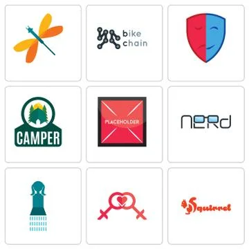 Set Of 9 simple editable icons such as squirrel, lesbian, girls bathroom 무료 스톡 일러스트