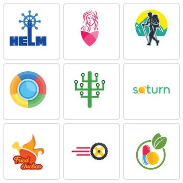 Set Of 9 simple editable icons such as homeopathy, tire business, fried chick Free Stock Illustration