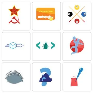 Set Of 9 simple editable icons such as store locator, scratching head, hedgeh Free Stock Illustration