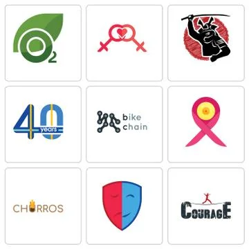 Set Of 9 simple editable icons such as courage, drama, churros Free Stock Illustration