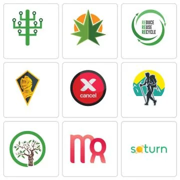 Set Of 9 simple editable icons such as saturn, virgo, olive tree Free Stock Illustration