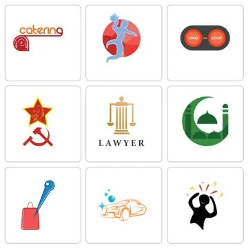 Set Of 9 simple editable icons such as panic, carwash, store locator Illustrazione stock gratuita