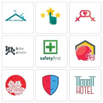 Set Of 9 simple editable icons such as hotel, drama, canadian leaf Selección de ilustraciones gratis