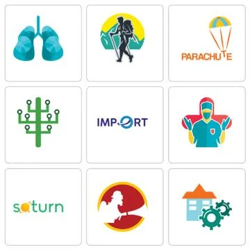 Set Of 9 simple editable icons such as facility, , saturn Free Stock Illustration