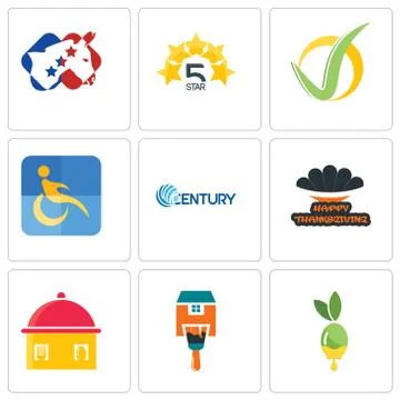 Set Of 9 simple editable icons such as olive oil, home paint, homemade food Free Stock Illustration