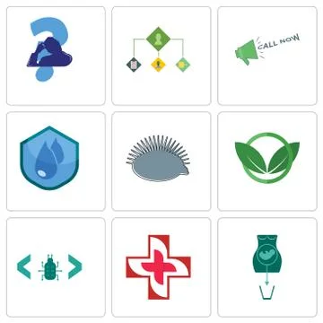 Set Of 9 simple editable icons such as abortion, image of  cross, software bu 무료 스톡 일러스트