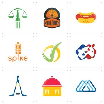 Set Of 9 simple editable icons such as 3 triangle, homemade food, hockey stic Free Stock Illustration