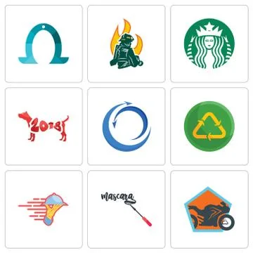 Set Of 9 simple editable icons such as motorcycle shop, mascara, catering ser Free Stock Illustration