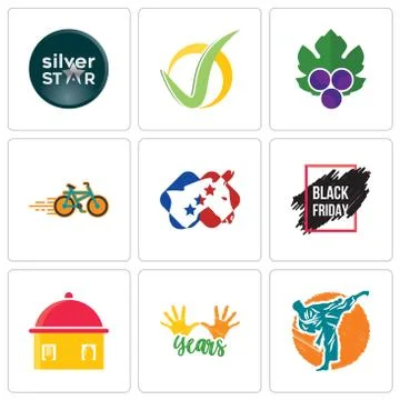 Set Of 9 simple editable icons such as martial arts, 10 years, homemade food Free Stock Illustration