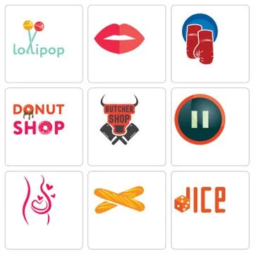 Set Of 9 simple editable icons such as dice, baguette, pregnancy Free Stock Illustration