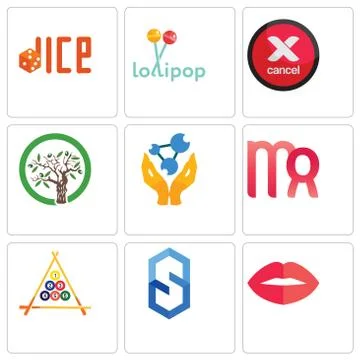 Set Of 9 simple editable icons such as lips, s hexagon, billiard Free Stock Illustration