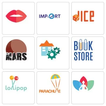 Set Of 9 simple editable icons such as chakra, parachute, lollipop Illustrazione stock gratuita