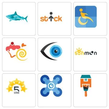 Set Of 9 simple editable icons such as home paint, drones, 5 star Free Stock Illustration