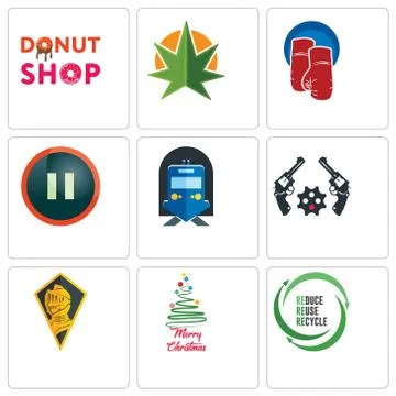 Set Of 9 simple editable icons such as uce reuse recycle, merry christmas, kn Free Stock Illustration