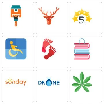 Set Of 9 simple editable icons such as pot leaf, , sunday Free Stock Illustration