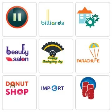 Set Of 9 simple editable icons such as boxing gloves, import, donut shop 무료 스톡 일러스트