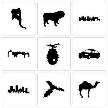 Set Of 9 simple editable icons such as camel, mistletoe, colorado Illustrazione stock gratuita