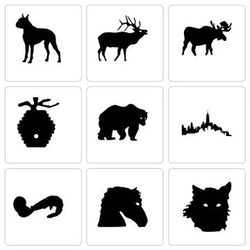 Set Of 9 simple editable icons such as wolf face, horse shrimp 무료 스톡 일러스트