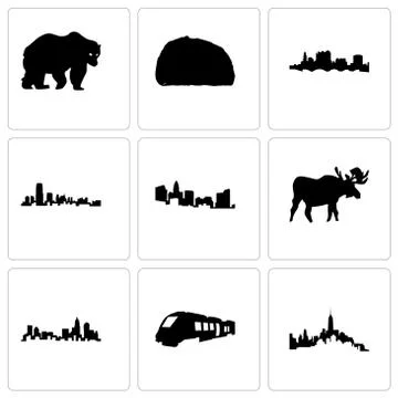 Set Of 9 simple editable icons such as, train, north carolina state Free Stock Illustration