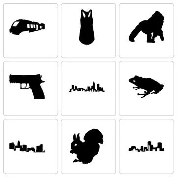 Set Of 9 simple editable icons such as louisiana, , north carolina state Free Stock Illustration