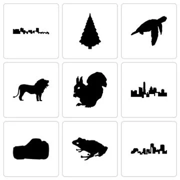 Set Of 9 simple editable icons such as louisiana, frog, boxing glove Free Stock Illustration