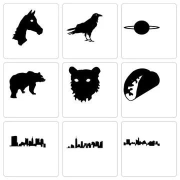 Set Of 9 simple editable icons such as state of texas, , ohio Free Stock Illustration