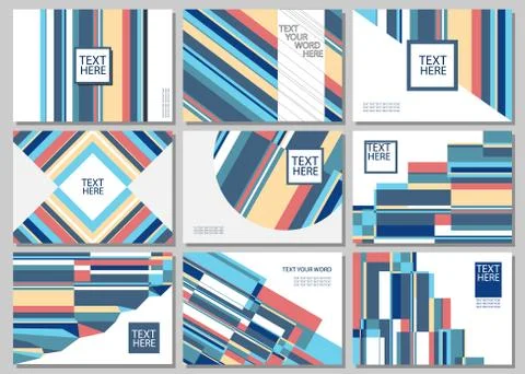 Set of 9 simple geometric graphic covers design. Vector illustration. イラスト素材