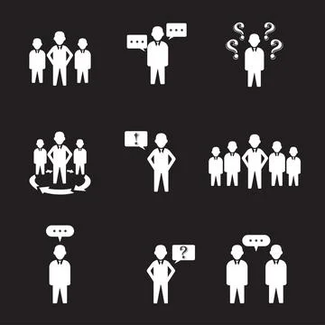 Set Of 9 Simple People Group Icons Stock Illustration