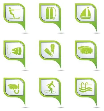 Set of 9 sport GREEN pointer Stock Illustration