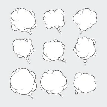 Set of 9 talking bubbles with white fill. Stock-Illustration