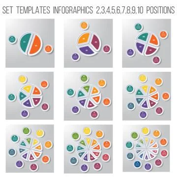 Set 9 templates, pie chart diagram infographics for business conceptual cycli イラスト素材